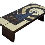 Vintage plant table small side table with rosewood tiles