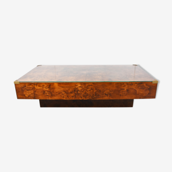 Vintage burl wooden coffee table, 1970s