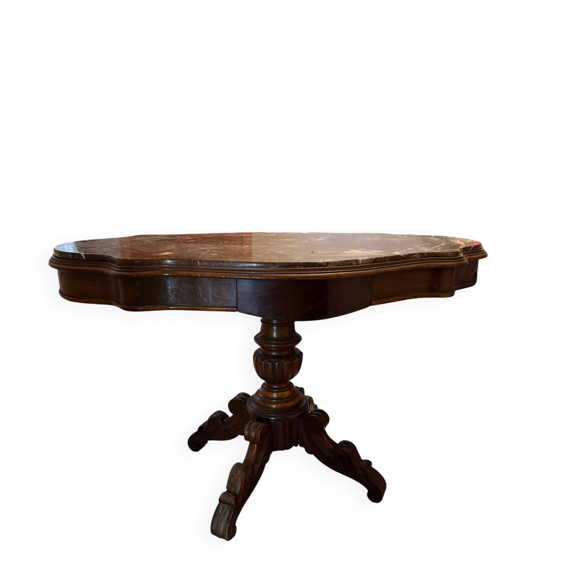 Violin-shaped oval pedestal table