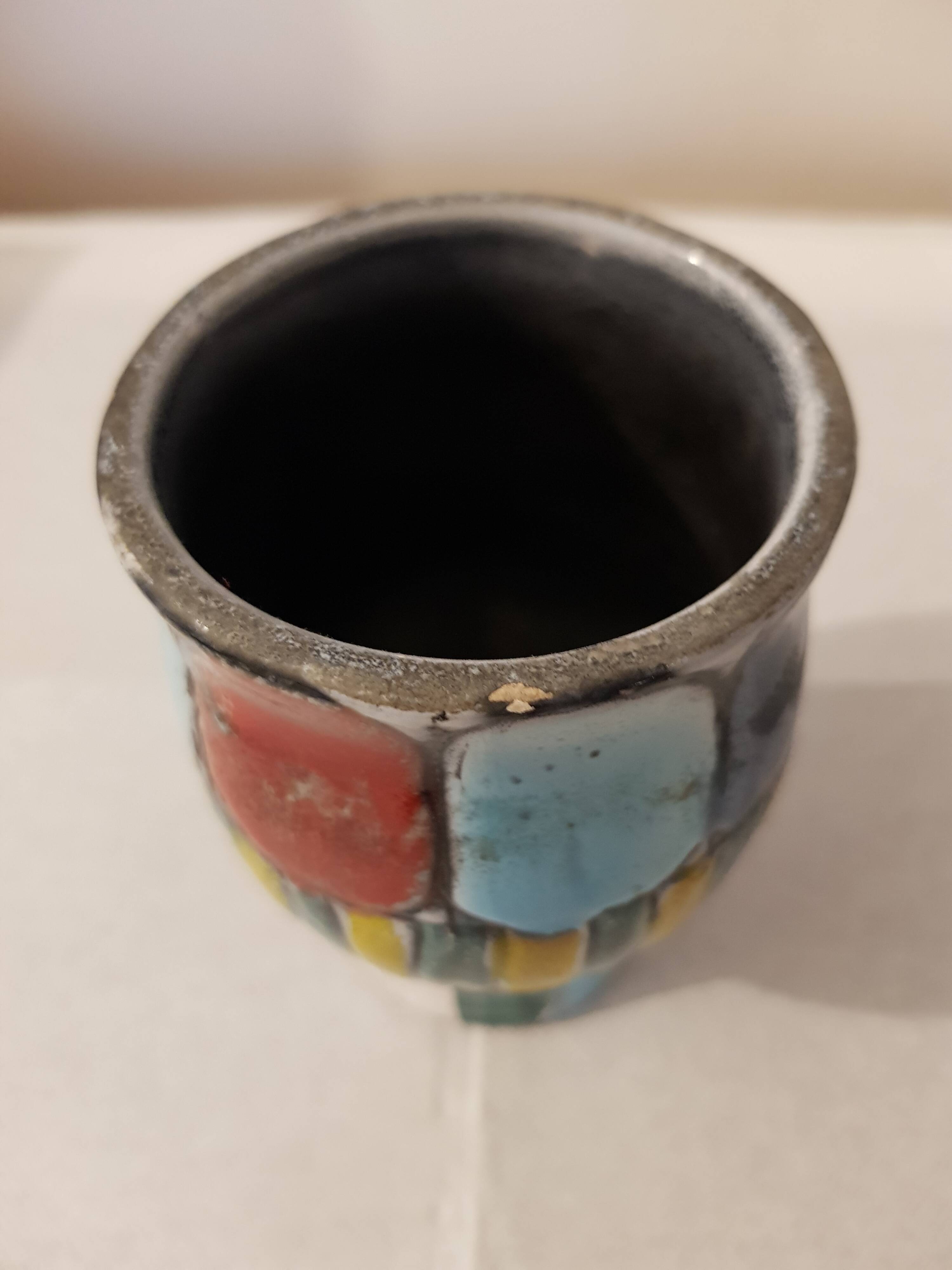 Enamelled vintage Vallauris vase
