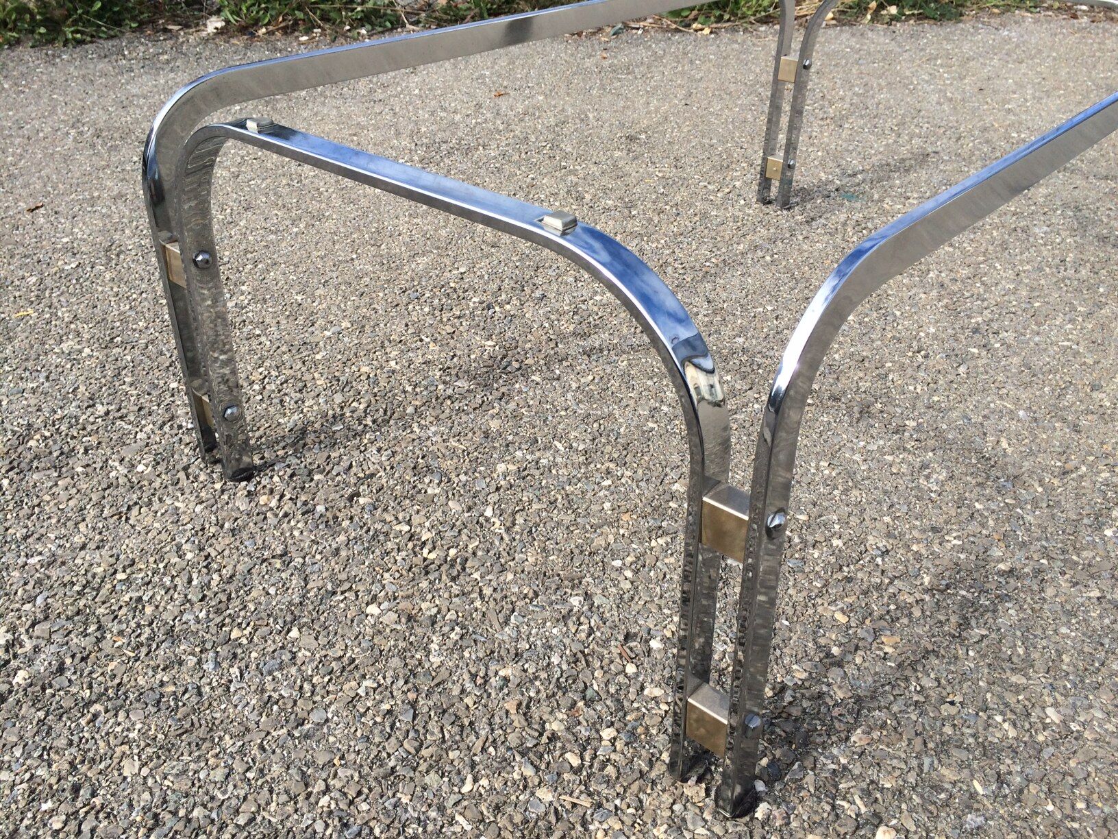 Vintage coffee table smoked glass and chrome 70