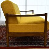 Scandinavian-style yellow boucle sofa with folding function, 1960s