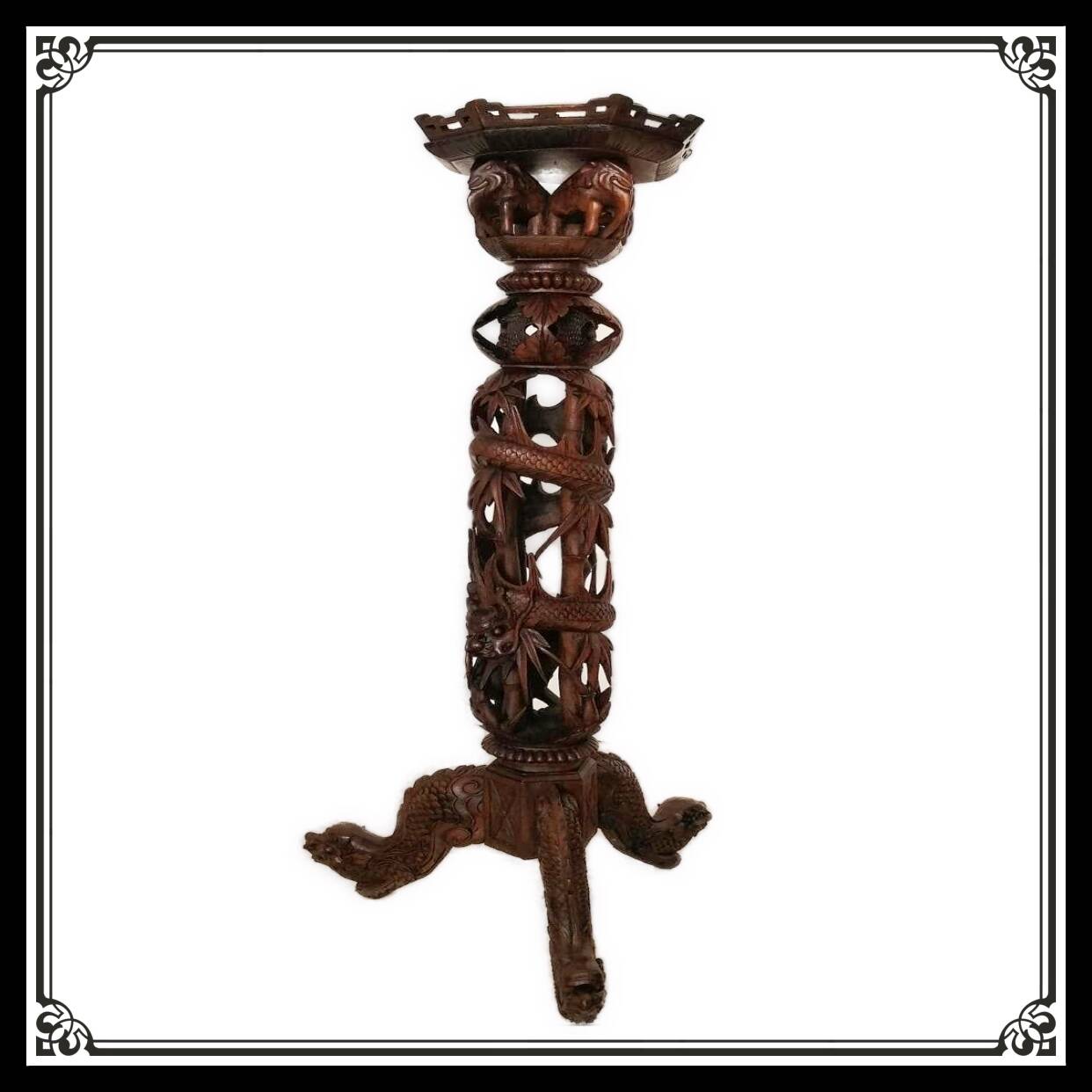 Carved wooden stand - 19th century Qing dynasty - Art furniture