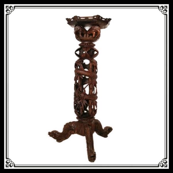 Sellette en bois sculpté - Dynastie Qing du XIXe siècle - Meuble d'art
