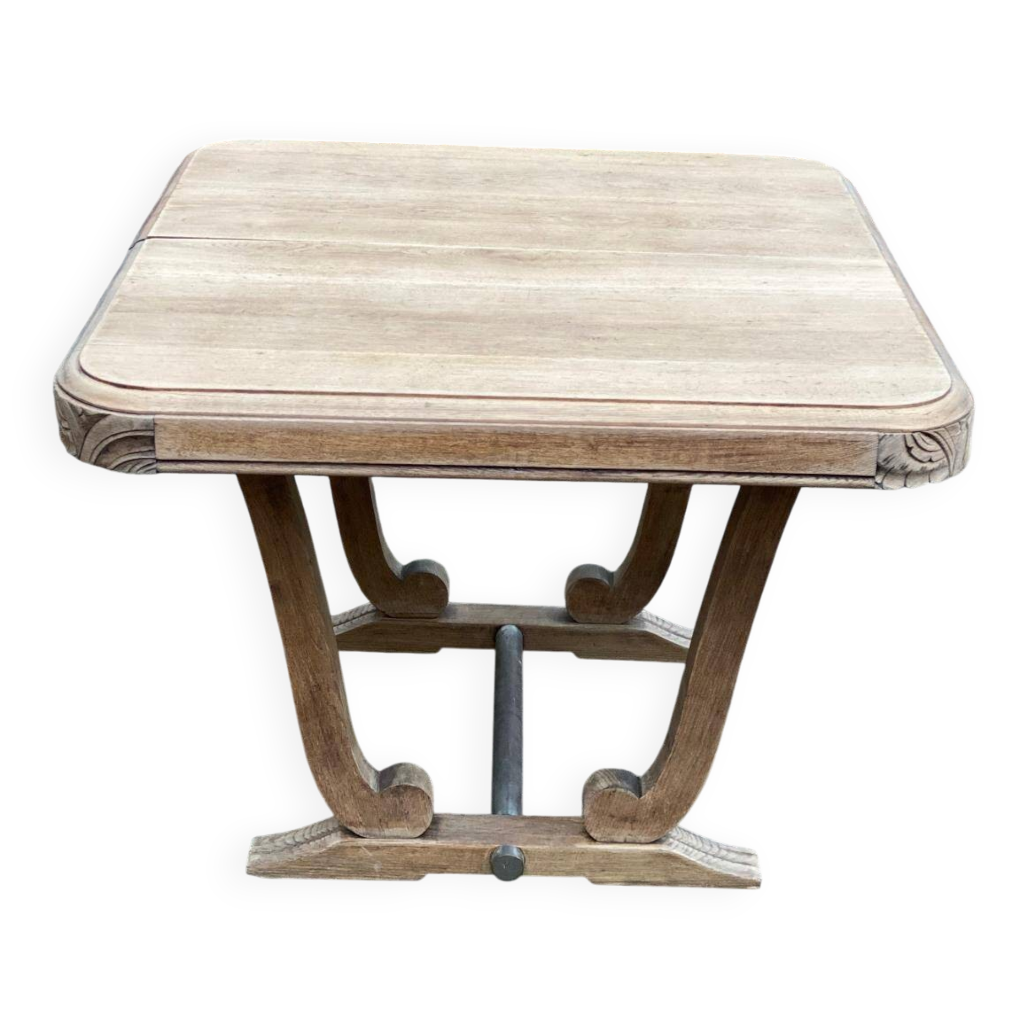 Restored Art Deco dining table in solid oak, 1940