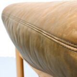 Canapé modulaire en bois et cuir du milieu du siècle