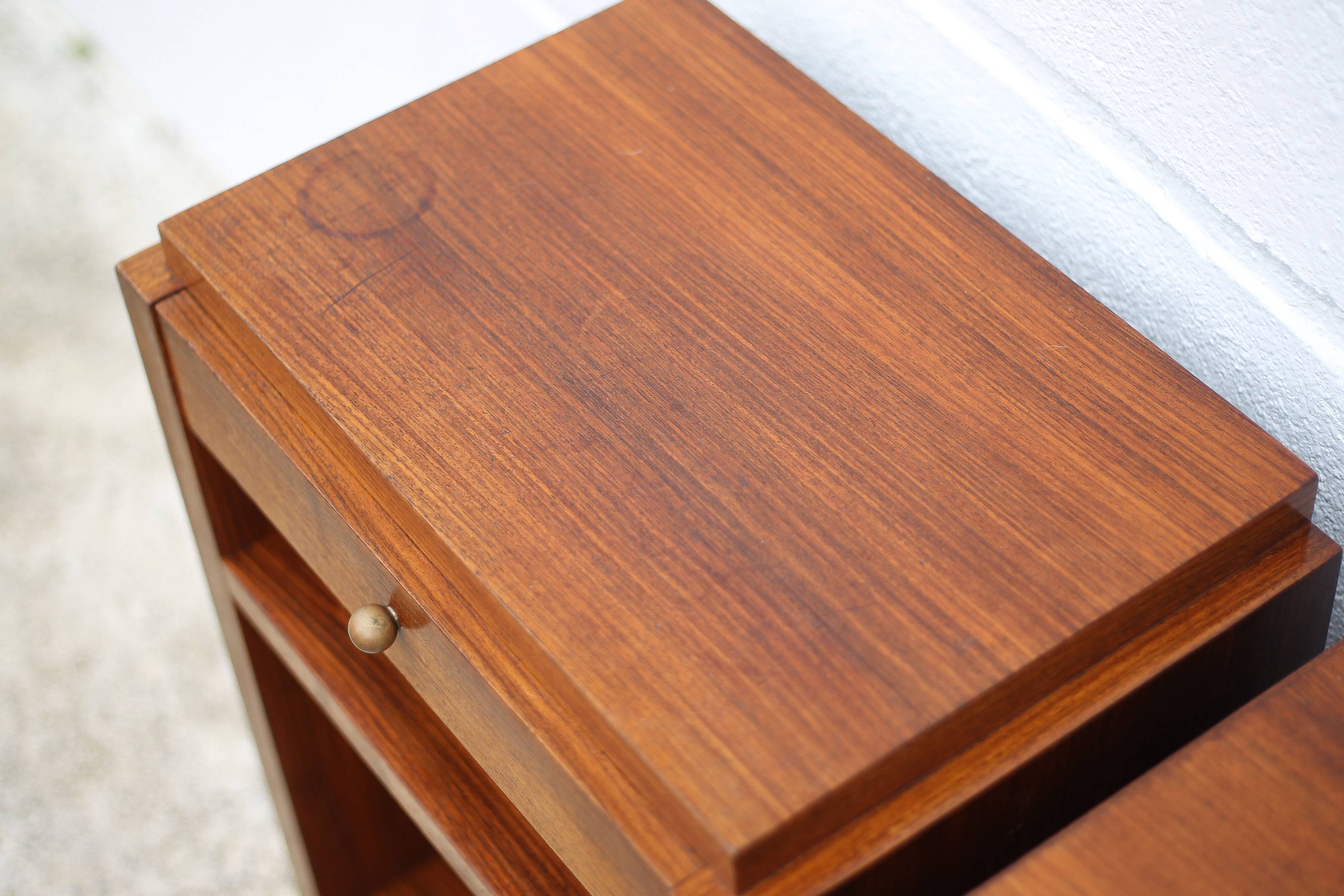 Pair of art deco nightstands, art deco wooden bedside tables, can end