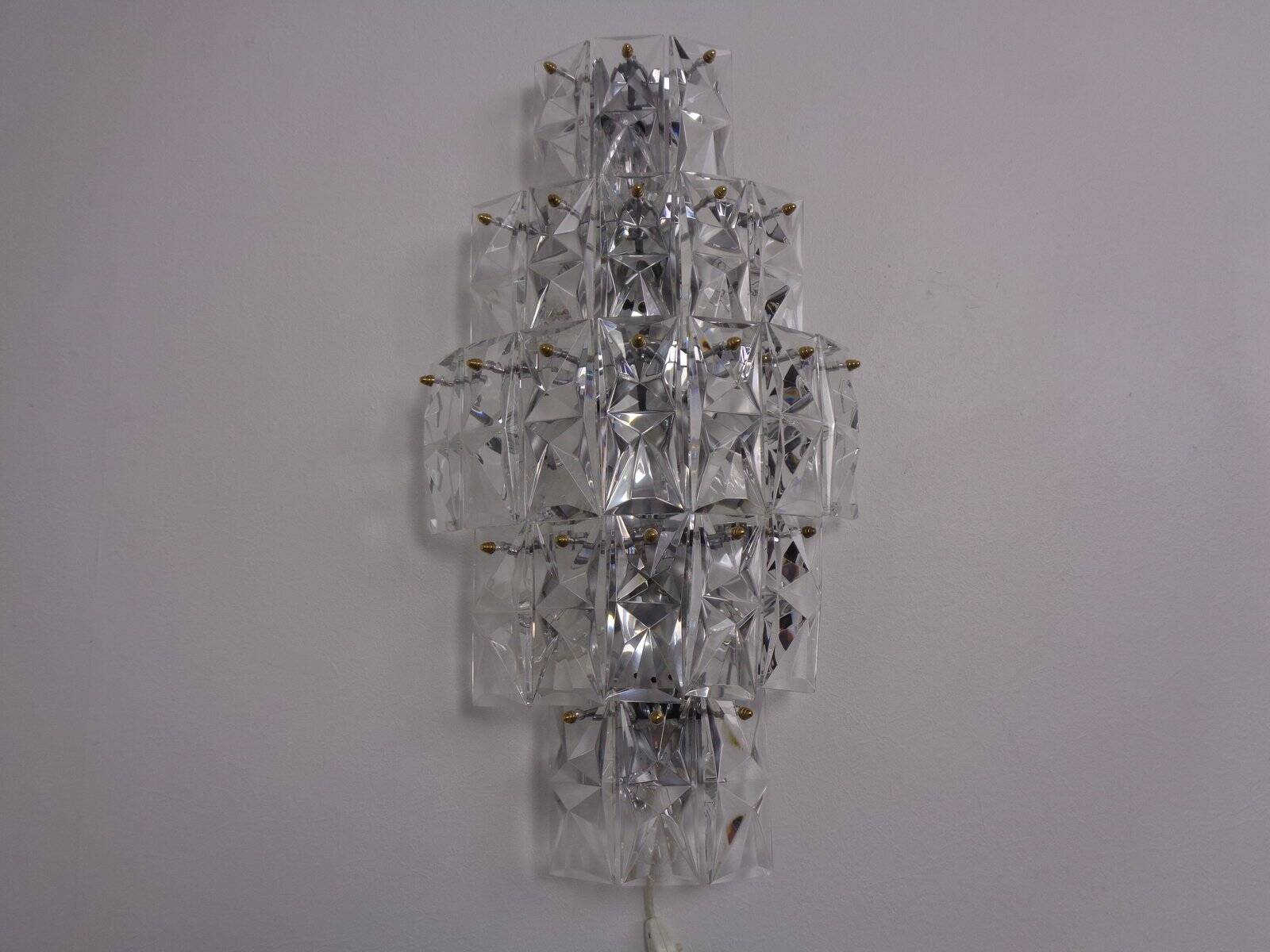 Large crystal glass flush mount from Kinkeldey, Germany, 1970s.