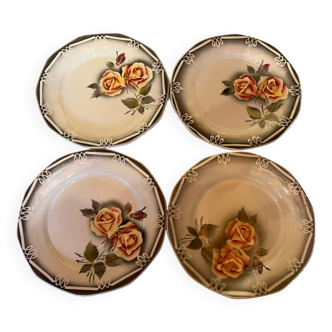 Lot de 4 assiettes plates anciennes Digoin   Sarreguemines