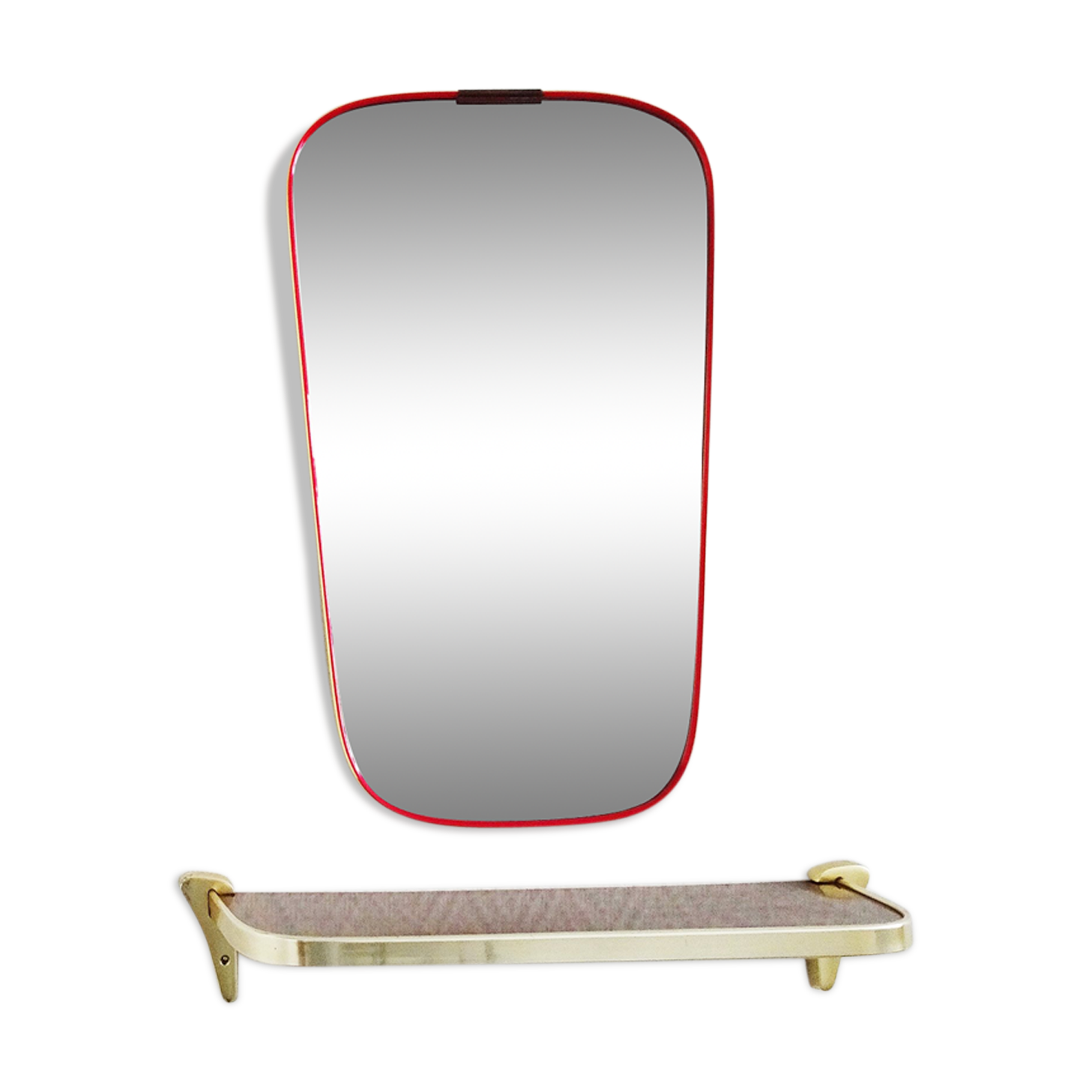 Wardrobe set mid century three-piece, 50's mirror, shelf, coat rack