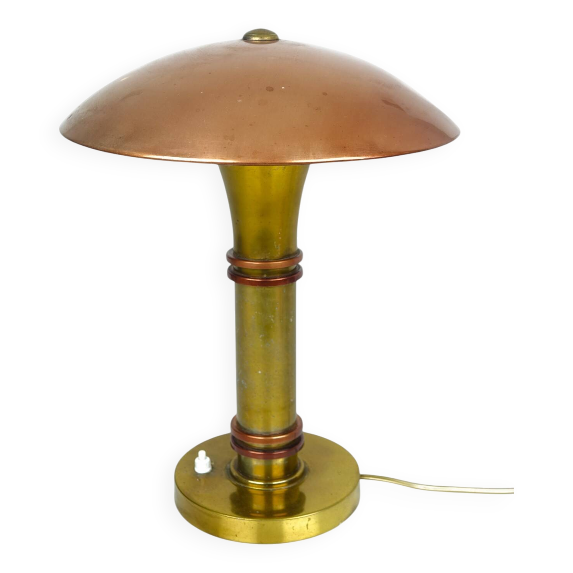 Paquebot lamp in copper and gold metal, Art Deco period