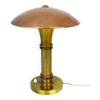 Lampe Paquebot en métal cuivré et doré, époque Art Déco