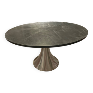 Table plateau noir ronde