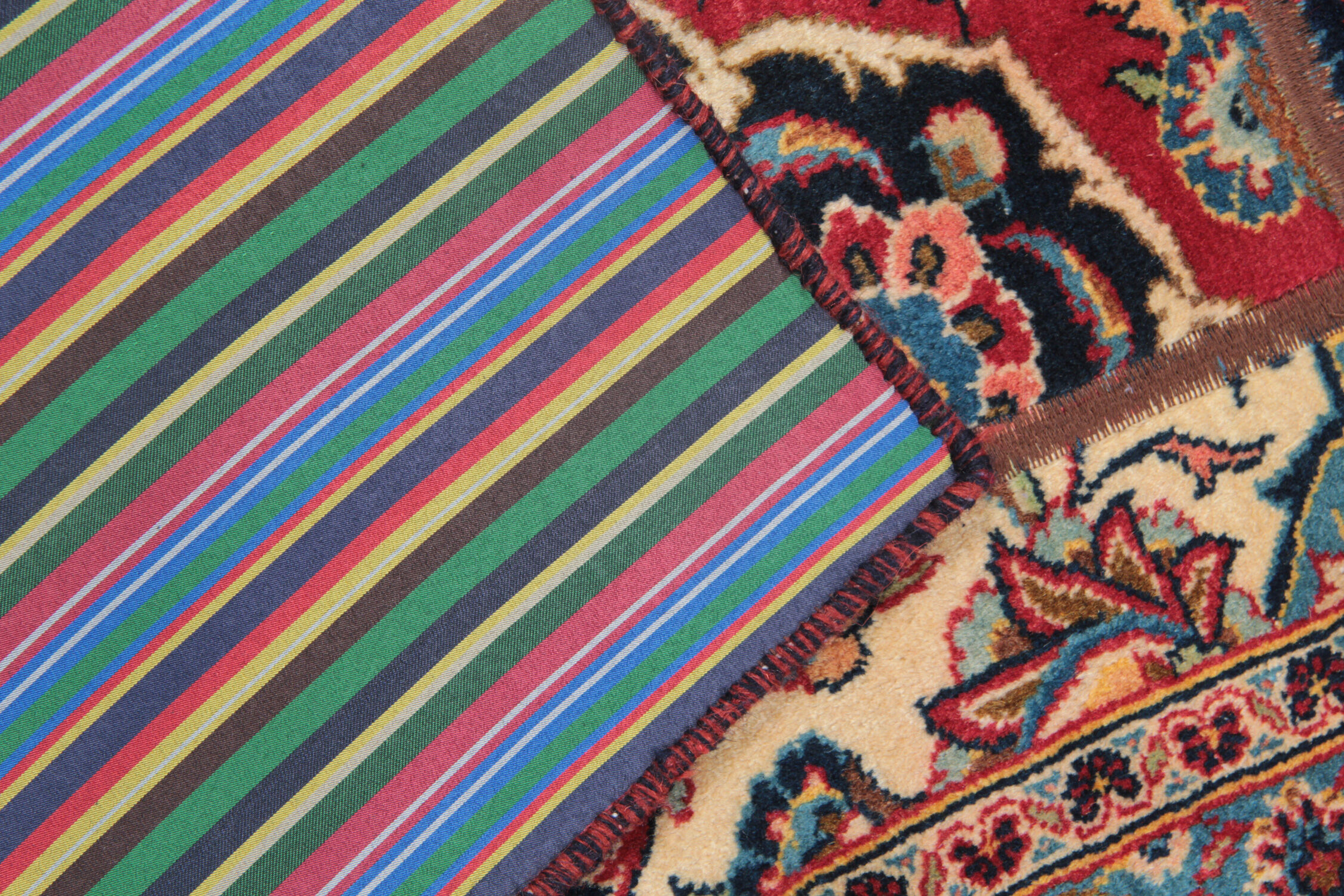 Handmade traditional vintage persian patchwork area rug 110x248cm