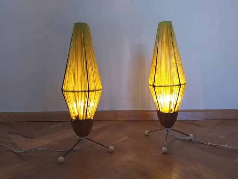 Pair of Rare Midcentury Table Lamps Rocket, 1960s