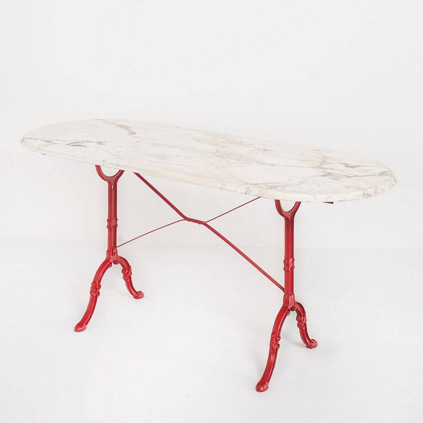 Vintage bistro table. Cast iron and marble. France, 1950s.