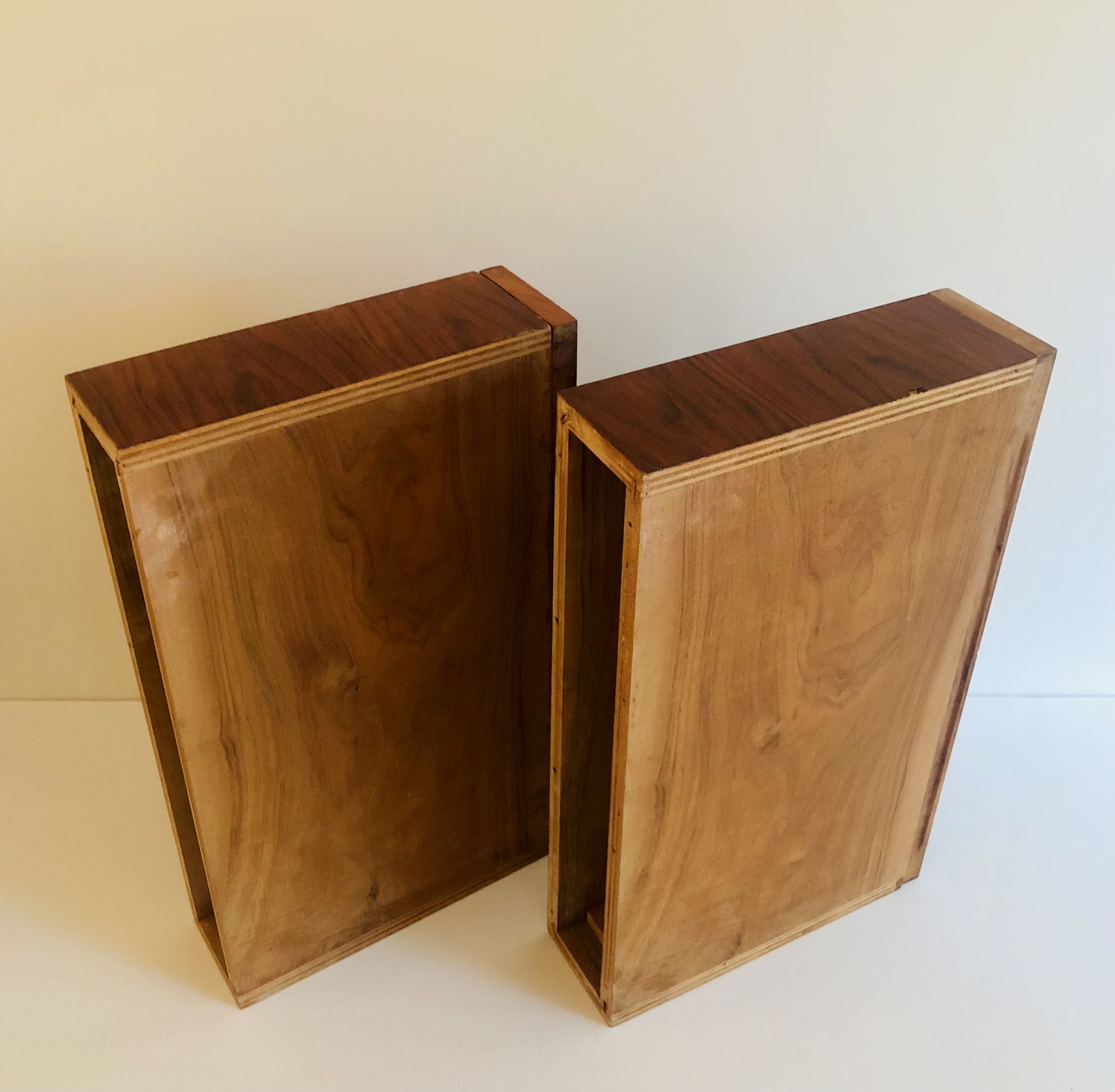 Pair of vintage rosewood veneer shelves, France 60s