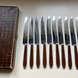 Old box 12 knives Art Deco Bakelite and chromed metal Apollonox