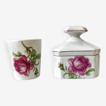 Flacons de toilette porcelaine Limoges décor de roses