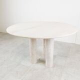 Round italian travertine dining table 1970s