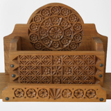 Mail holder, handmade documents carved wood old