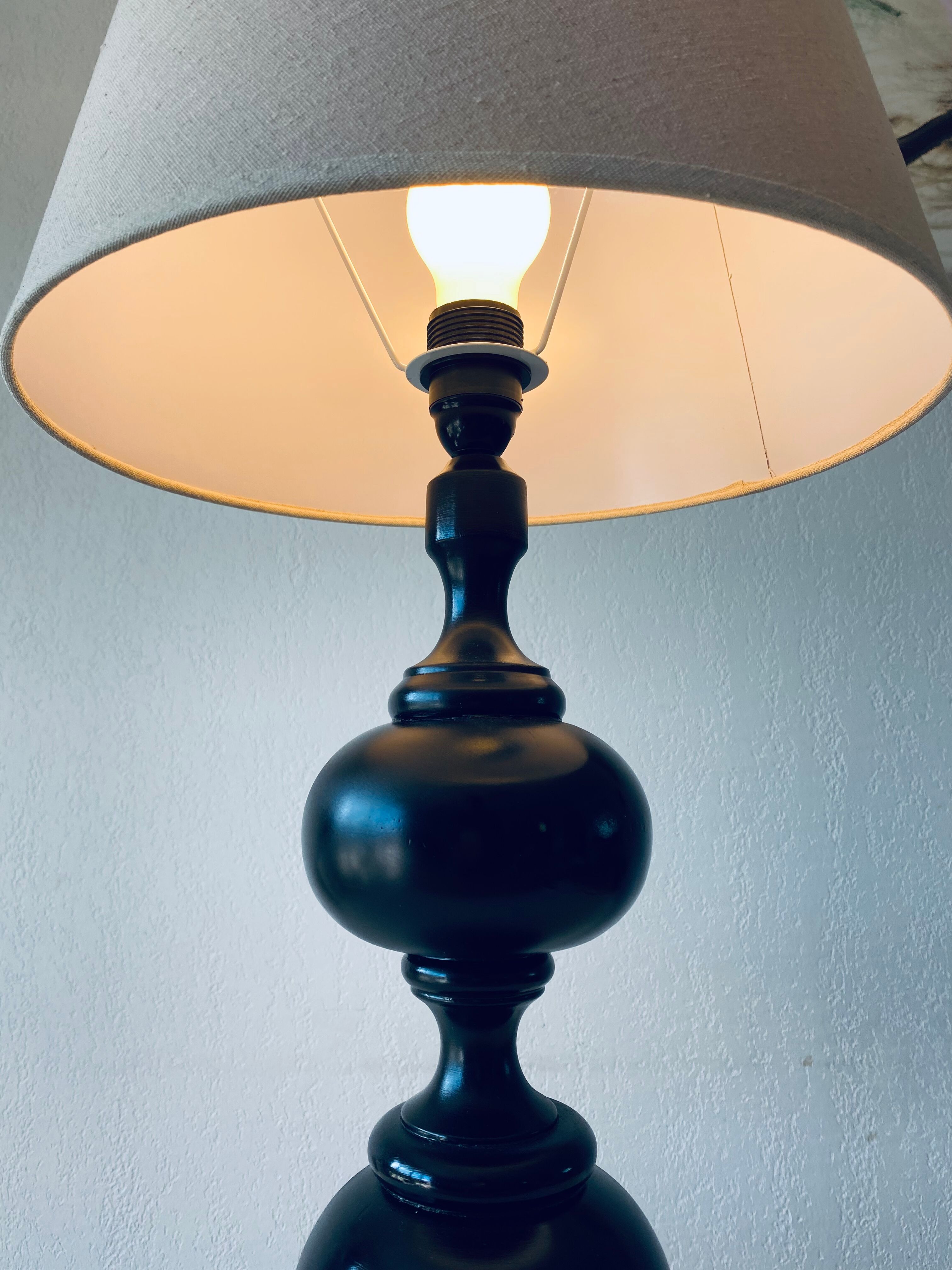 Vintage turned wooden lamp