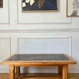 Brutalist wood and ceramic coffee table