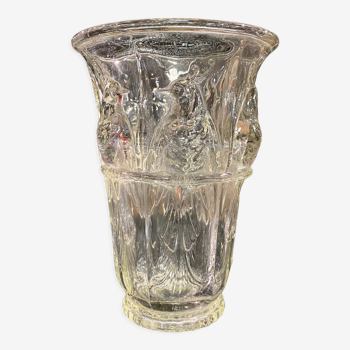 Art deco pressed molded glass vase