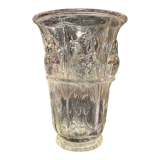 Art deco pressed molded glass vase