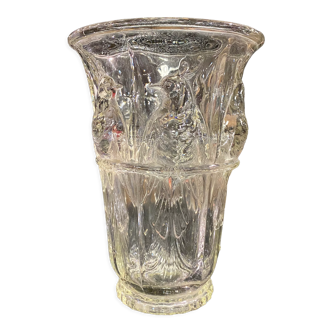 Art deco pressed molded glass vase