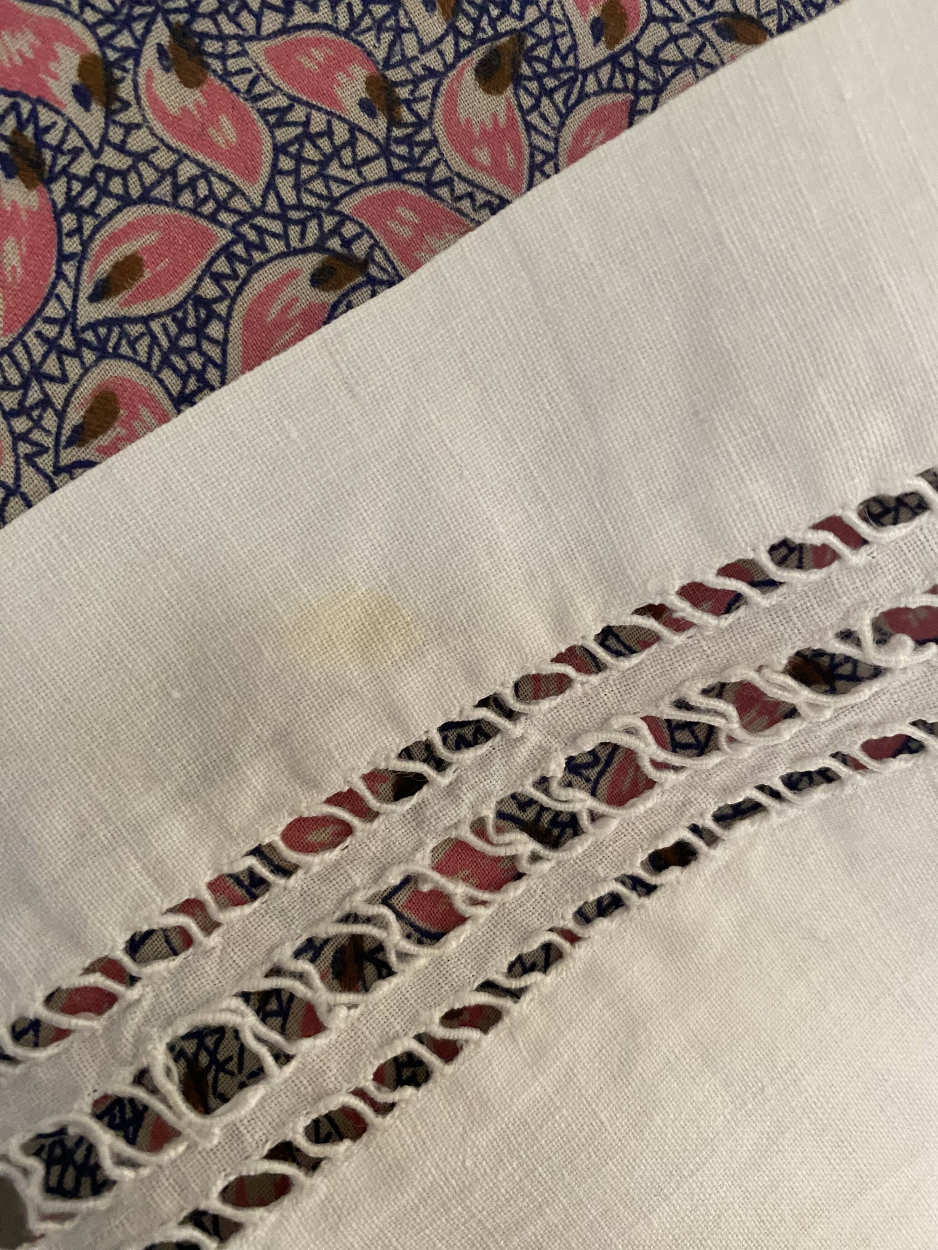 White cotton pillowcase with CS monogram