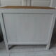 Vintage curved gray pearl-white powdered pearl tray waxed wood