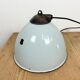 Industrial grey enamel factory lamp with cast iron top, 1960s