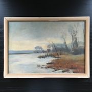 Ancient painting lake landscape