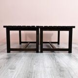 Set of 2 wenge wood slat benches 1970's