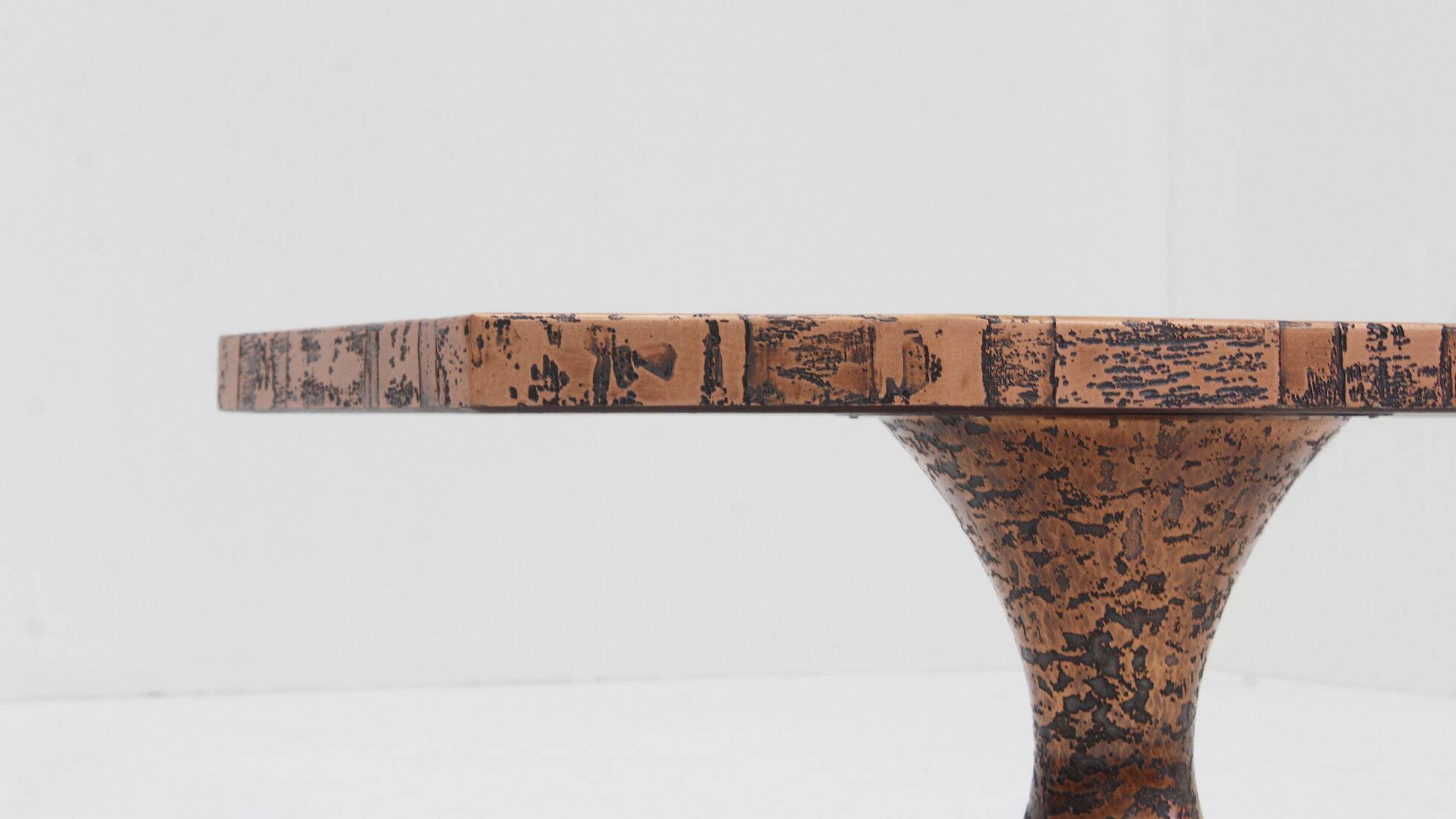 Vintage mid century brutalist copper coffee table 1970s