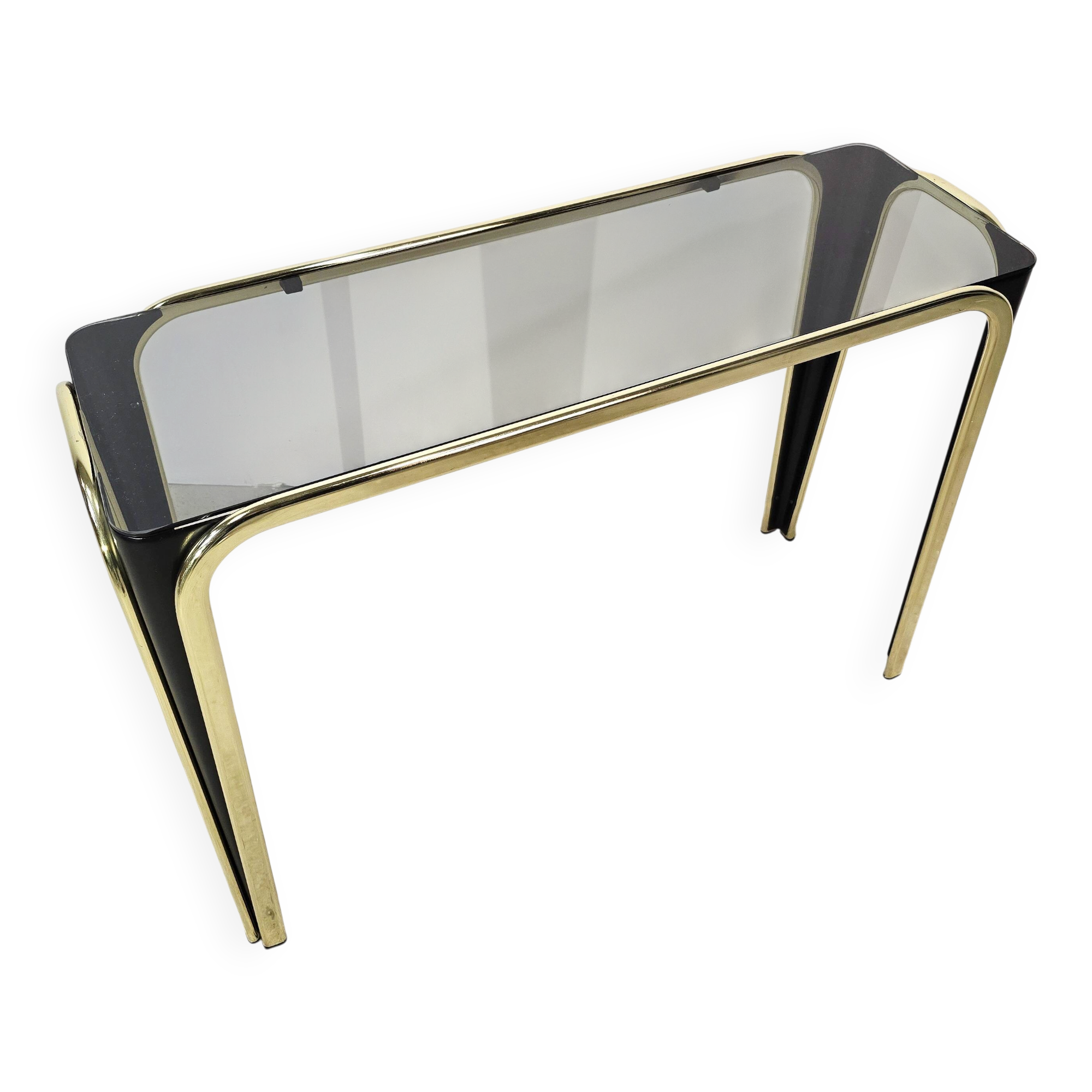 1950s glass and gold console table – Mid-century modern style