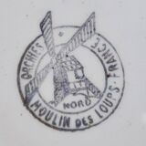 Set of 8 plates + 1 vintage oval dish Moulin des Loups Champêtre red