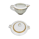 Limoges porcelain A. Vignaud sugar bowl and milk jug with gold trim