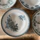 Lot de 4 assiettes fleuries bleues