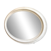 Miroir ovale en stuc perlé écru 85 x 114 cm