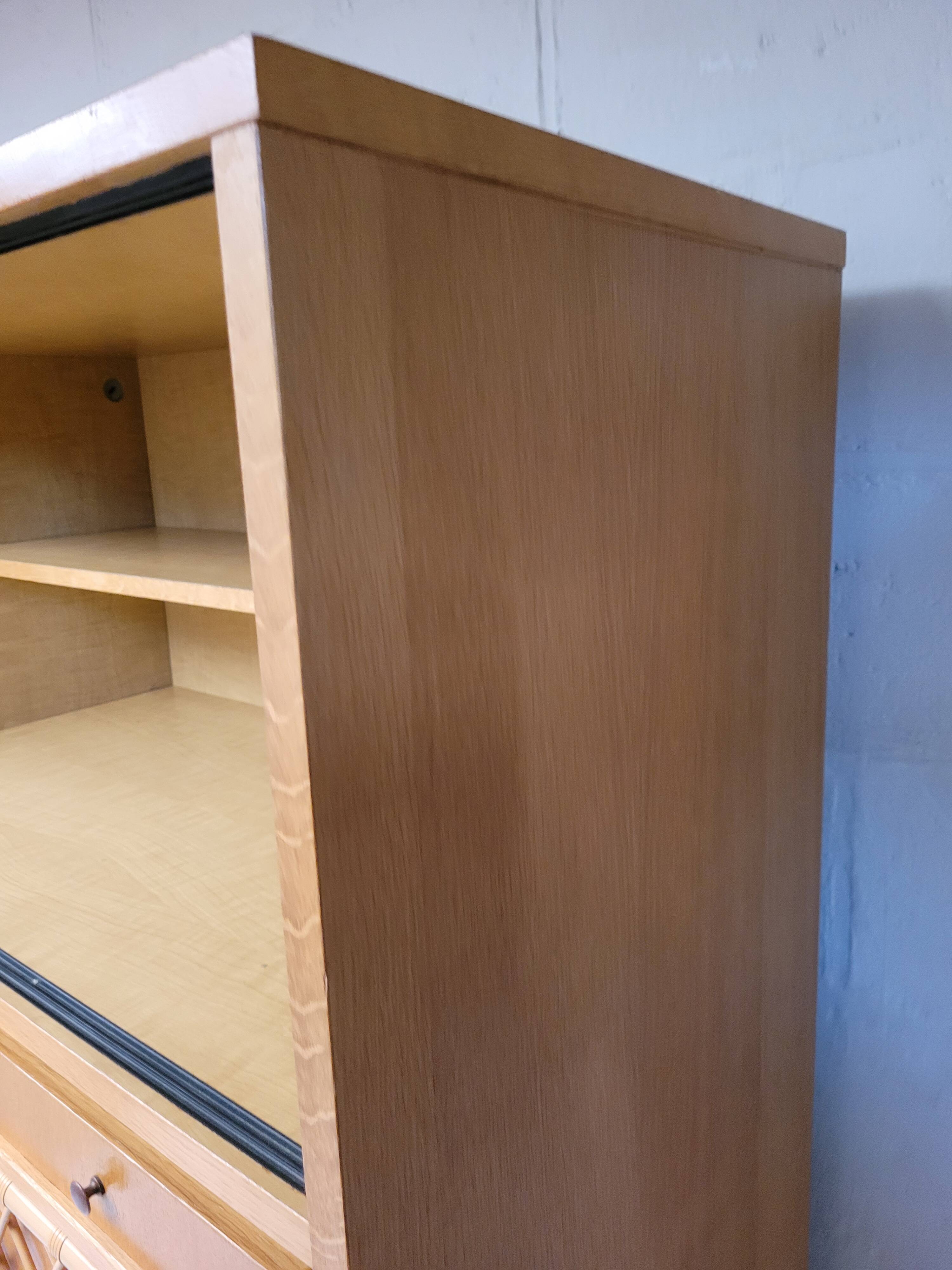 Wooden and rattan chest of drawers, 1960s