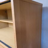 Wooden and rattan chest of drawers, 1960s