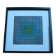 Vasarely Kinetic Painting - "Vega Blue" - 1973 - Framed 40x40