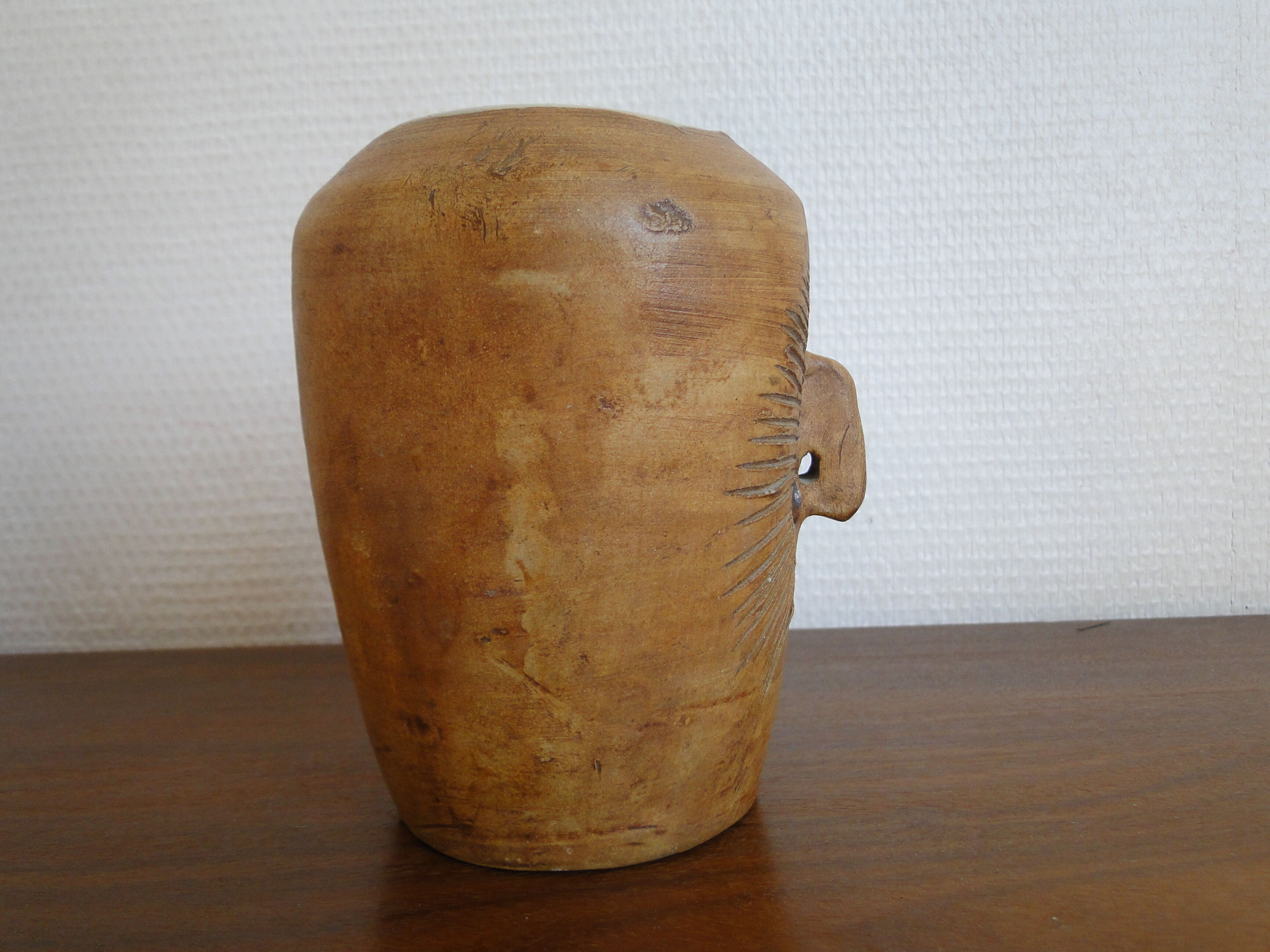 Zoomorphic vase Owl vintage pottery of the dove