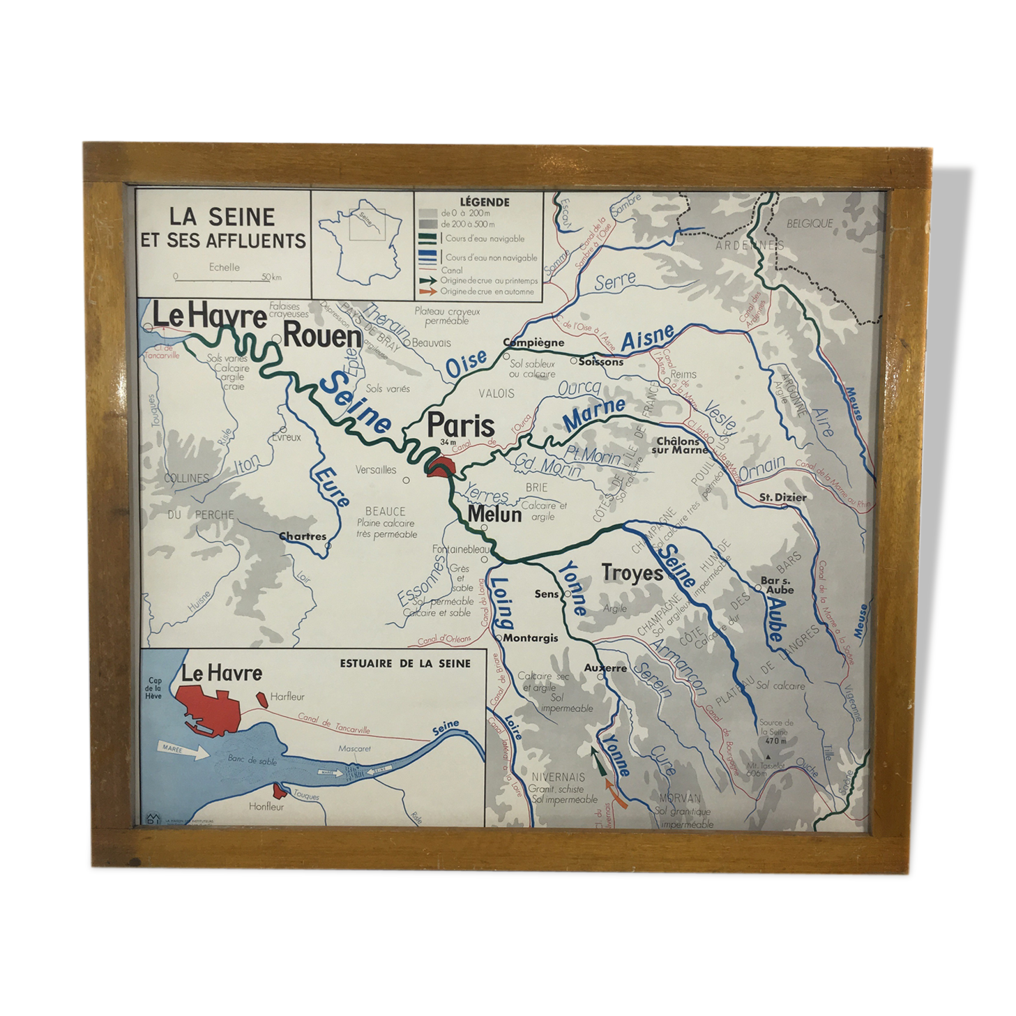La Seine geographical school poster double sided