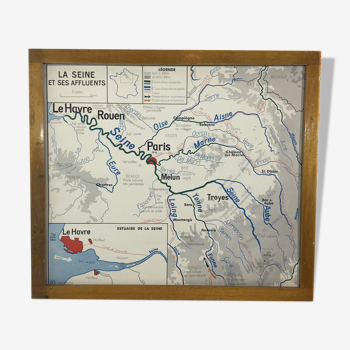 La Seine geographical school poster double sided