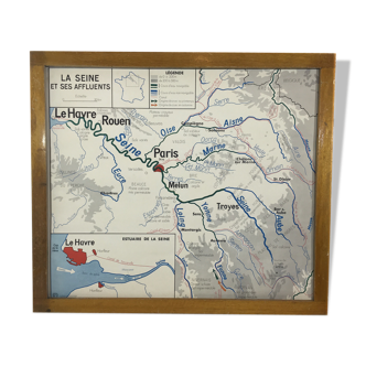 La Seine geographical school poster double sided