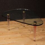 Italian design coffee table in crystal and brass