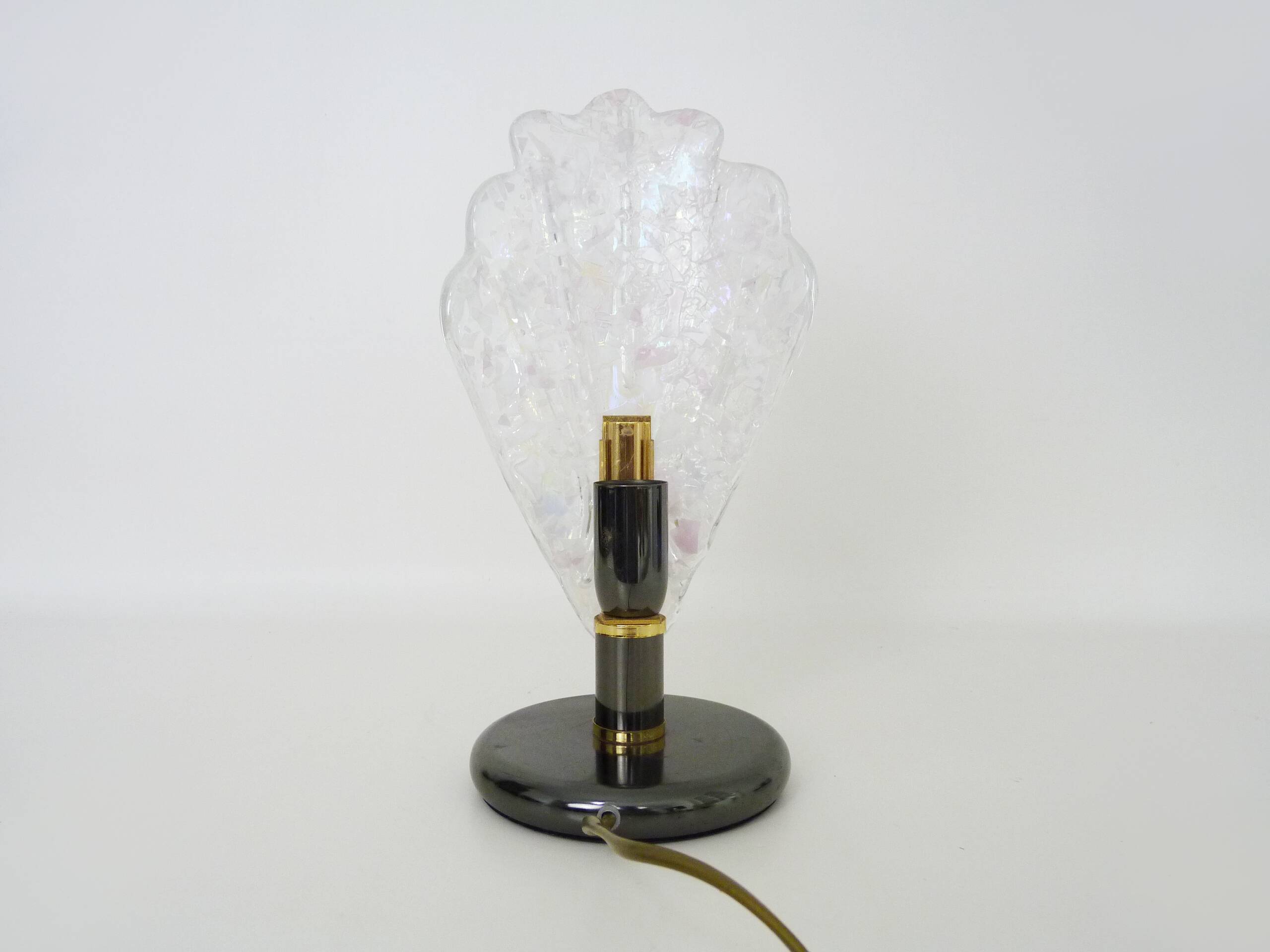 Foliage table lamp in glass and anthracite gray metal. 80 years